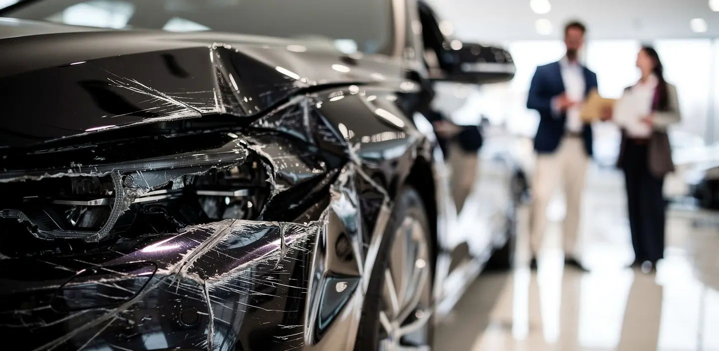 Vehículo accidentado en carretera española evaluado por perito