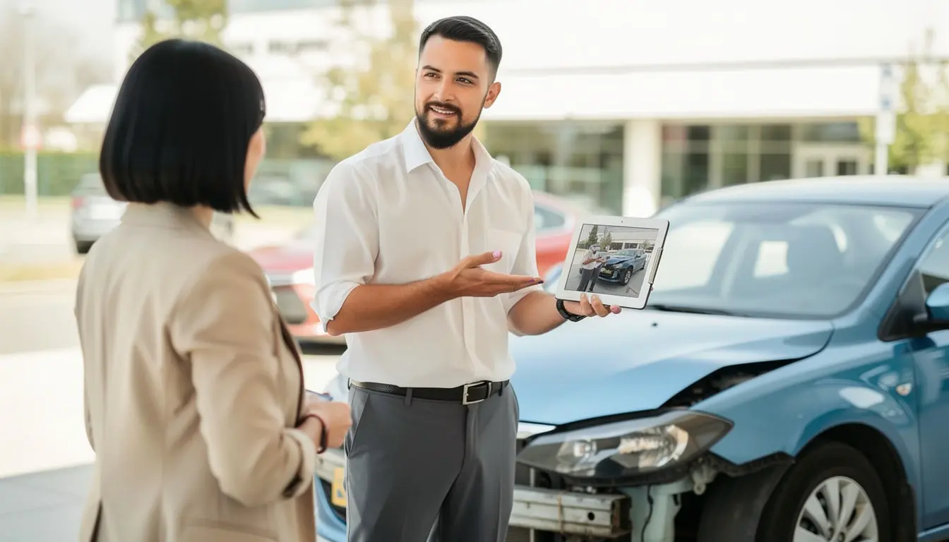 Perito de coches analizando documentación para una contraperitación