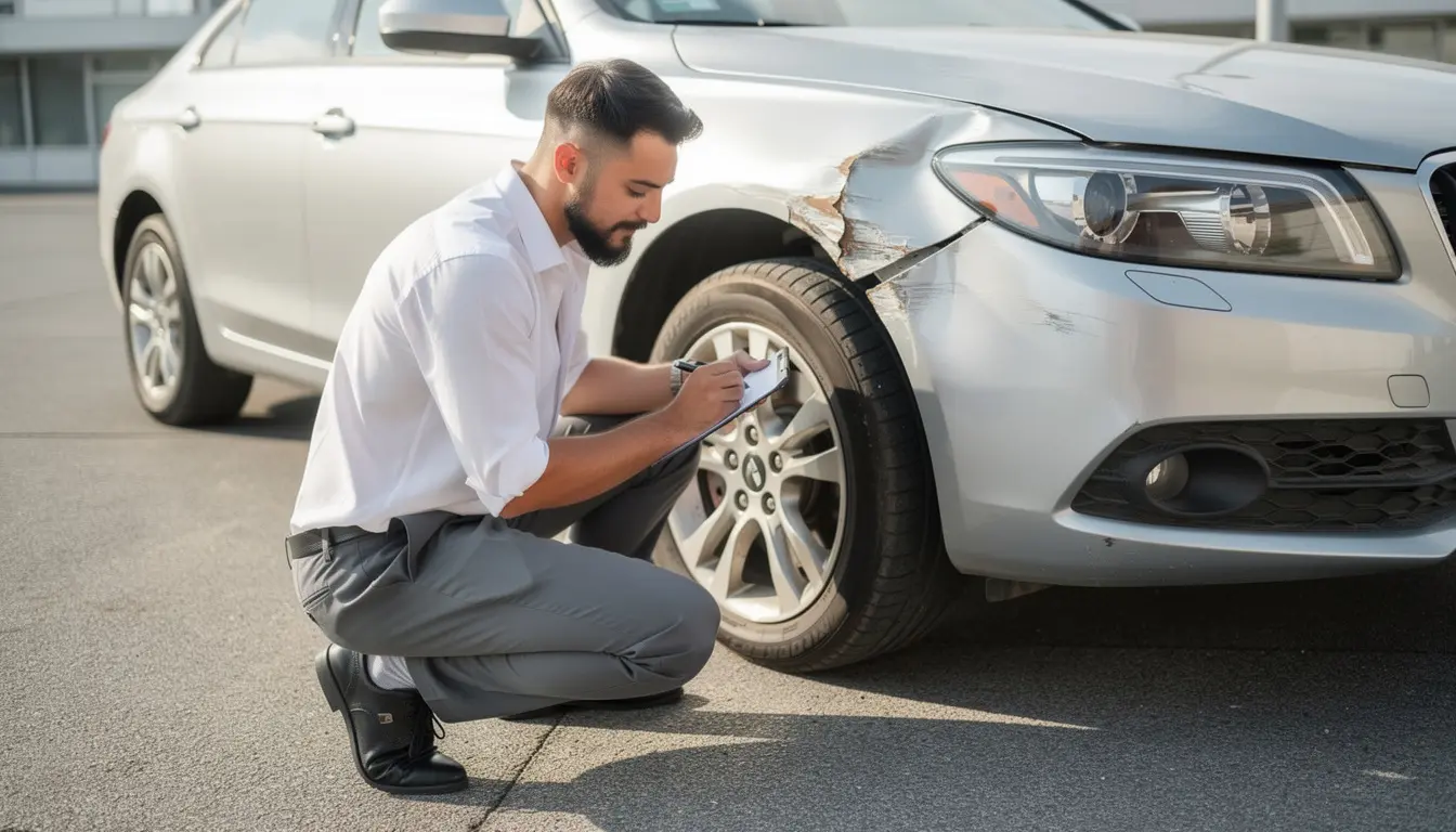 Perito calculando el valor venal y de mercado de un vehículo accidentado